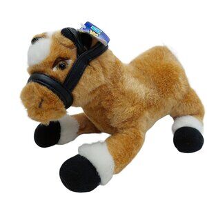 Goffa International Horse Pony Brown White Stuffed Animal Plush 10 Inches